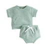 Terry Set | Green - Affordable Baby -Trend Nest Store Baby Girl Two Piece Outfits Short Sleeve Round Neck Tee Shirt Drawstring Closure Triangle Short Pants.jpg 640x640 853fb857 2f9e 4a0f b52a 2bea178016bf