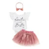 Auntie's Bestie Tutu Set - Affordable Baby -Trend Nest Store Baby Girls Summer Jumpsuit Set Letter Print Ruffled Short Sleeves Rompers and Mesh Skirt with Headband