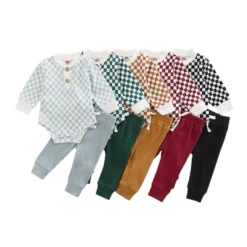 Ribbed Checkered Set | Blue - Affordable Baby -Trend Nest Store ColourChoice1 1