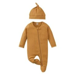Waffle & Beanie Onesie Set | Brown - Affordable Baby