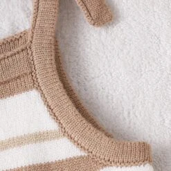 Brown Stripes Frilly Knit Romper - Affordable Baby -Trend Nest Store S18c65a43326e4e9e80ffdea9f51b53a9c