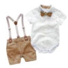 Arlo Bow Tie & Suspenders Set | Tan - Affordable Baby
