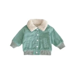 Mint Fluffy Collar Jacket - Affordable Baby