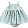 Gingham Skirt Romper | Aqua - Affordable Baby