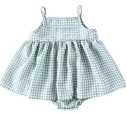 Gingham Skirt Romper | Aqua - Affordable Baby