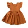 Ruffle Linen Dress | Hazelnut - Affordable Baby