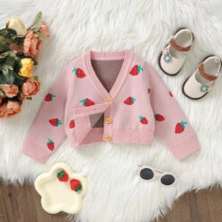 Strawberry Cardigan - Affordable Baby -Trend Nest Store S5b5da0d1bc964bcfa7927475d7ee468a5