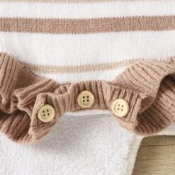 Brown Stripes Frilly Knit Romper - Affordable Baby -Trend Nest Store S739c9ec9618f49b3b7e9f67f64305f4ae