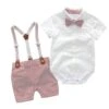Arlo Bow Tie & Suspenders Set | Salmon - Affordable Baby