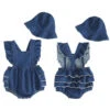 Denim Cross Romper & Hat - Affordable Baby