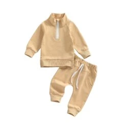 Zip Sweatshirt Set | Tan - Affordable Baby