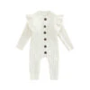 Flutter Knit Ribbed Romper | White - Affordable Baby