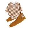 Ribbed Checkered Set | Rust - Affordable Baby -Trend Nest Store S96bd0ae95c11415290072098b8e8b8749