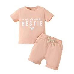 Auntie's Bestie Short Set | Peach - Affordable Baby