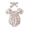 Elizabeth Romper & Matching Headwrap | Beige Florals - Affordable Baby -Trend Nest Store Saada943098064ac6b6cc0d993791dd46v