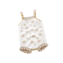 Floral Knit Romper | Beige - Affordable Baby