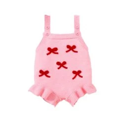 Bows Knitted Romper | Pink - Affordable Baby