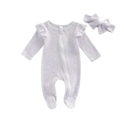 Striped Zipper Ruffle Romper | Various Colours - Affordable Baby -Trend Nest Store Sb7c3bec367e24571ace3e67a6099e593n