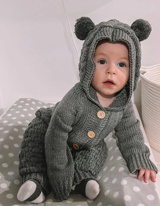 Bear Knit Onesie | Charcoal - Affordable Baby 9 Bear Knit Onesie | Charcoal - Affordable Baby - Image 7