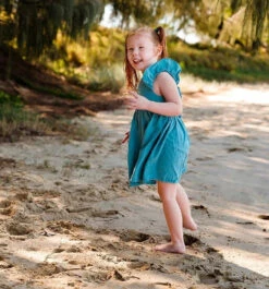 Ruffle Linen Dress | Teal - Affordable Baby -Trend Nest Store Screenshot2023 08 14135650