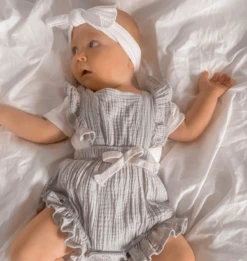 Bow Ruffle Romper | Steel - Affordable Baby -Trend Nest Store Screenshot2023 12 15073417