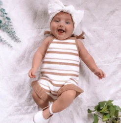 Brown Stripes Frilly Knit Romper - Affordable Baby -Trend Nest Store Screenshot2024 02 13095338