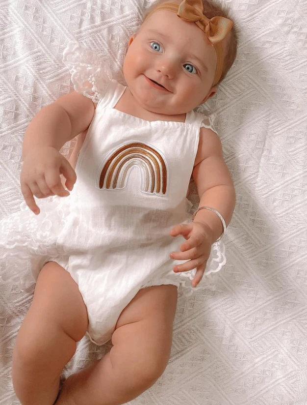 Lacey Rainbow Romper - Affordable Baby 4 Lacey Rainbow Romper - Affordable Baby - Image 2
