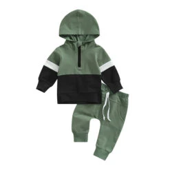 Patchwork Hoodie Set | Green - Affordable Baby