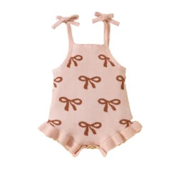 Knit Bows Tie Up Romper - Affordable Baby