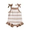 Brown Stripes Frilly Knit Romper - Affordable Baby