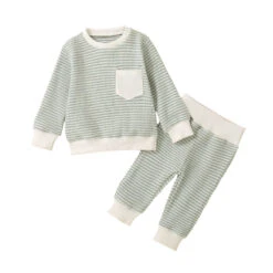 Waffle Stripe Pocket Set | Green - Affordable Baby