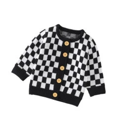 Checkers Knit Cardigan | Black - Affordable Baby
