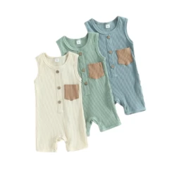 Ribbed Pocket Romper | 3 Colours - Affordable Baby