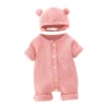 Knit Romper & Matching Bonnet | Pink - Affordable Baby