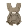 Bow Ruffle Romper | Khaki - Affordable Baby