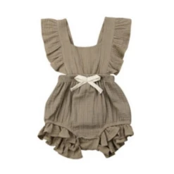 Bow Ruffle Romper | Khaki - Affordable Baby