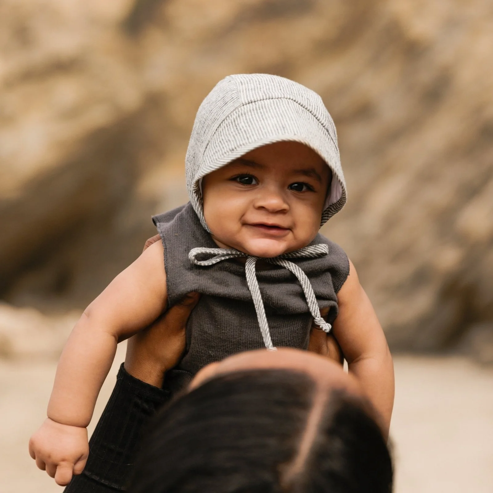 Trend Nest Store -Trend Nest Store brimmed natural stripe bonnet cotton lined