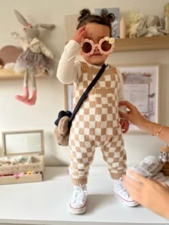 Gingham Knitted Jumpsuit | Sand - Affordable Baby -Trend Nest Store image fba1407c 2a46 4348 aeeb 01d53a6f6197