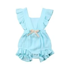 Bow Ruffle Romper | Aqua - Affordable Baby