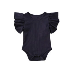 Frilly Sleeves Bodysuit | Navy - Affordable Baby