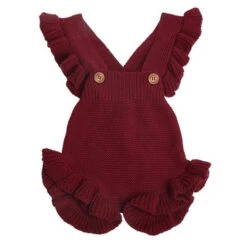 Knit Ruffled Romper | Burgundy - Affordable Baby