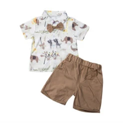 Safari Bow Tie & Shorts Set - Affordable Baby