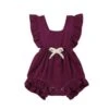 Bow Ruffle Romper | Wine - Affordable Baby