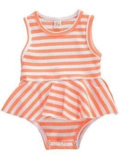 Stripe Sleeveless Bodysuit Set | Sorbet - Affordable Baby