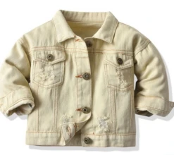 Distressed Denim Jacket | Sand - Affordable Baby