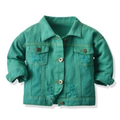 Distressed Denim Jacket | Green - Affordable Baby