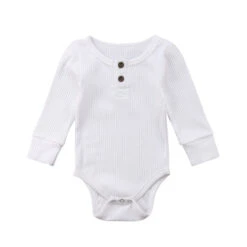 Ribbed Button Bodysuit | White - Affordable Baby