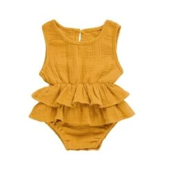 Peplum Romper | Mustard - Affordable Baby