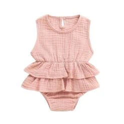Peplum Romper | Peach - Affordable Baby